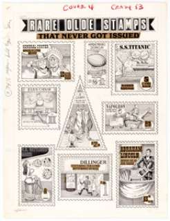 Tony Tallarico Crazy Magazine Original Art Complete 1-Page Story "Rare Olde Stamps That Never Got Issued" (Marvel ...