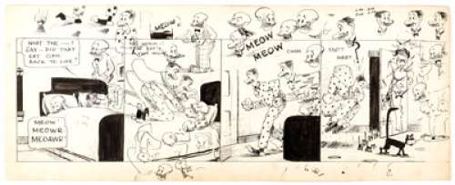 Bud Fisher Mutt and Jeff Unfinished Two-Sided Daily Comic Strip Original Art (c. 1910s-20s). Fisher, a seminal -