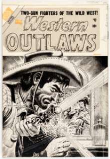 Russ Heath | Western Outlaws #3 Cover Production Stat with Added Art (Marvel/Atlas, 1954).... | Heritage