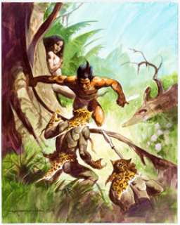 Mike Hoffman - "Jungle Lord Leopard Men" Painting Tarzan Original Art (2014). Tarzan defends a lovely - | Heritage