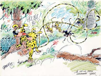 Batem | Superbe dessin au feutre, crayon de couleur et crayon noir réalisé | Kahn et Associés