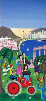 Raymond Peynet pour Air France. Illustration originale polychrome représentant Israël.... | 68 Art Auction