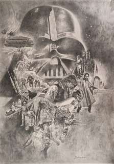 Sanjulian - Sanjulian – Star Wars “Empire Strickes Back” Prelim Pencil Poster – Drawing – Original Art