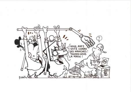 Illustration originale - Dupond et Dupont, d‘après Hergé - par PLANTU.