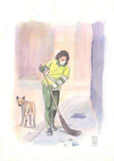 Milo Manara | “Agente de propreté urbaine” Aquarelle sur papier... | Tessier Sarrou