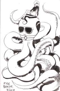 Kyle Baker | Plastic Man Squid & Girl Ink Art - Signed - 2024 | Anthony’s Comic Book Art