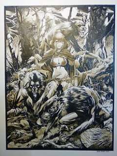 Vargas, Raf - Illustration originale  - Petit chaperon rouge guerrière et ses loups garous  - (2017)