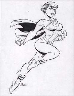 Bruce Timm - Power Girl Finished Full Figure Commission - Signed