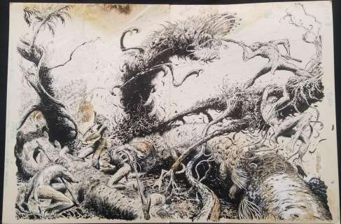 Steven Bissette Pen and Ink Double Page | Weiss Auctions