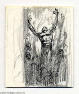 Frank Frazetta - Demon Preliminary Sketch Original Art (undated). This powerful pencil sketch shows a muscular - | Heritage