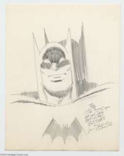 Jerry Robinson - Batman Sketch Original Art (1989). One of the Golden Age’s best Batman artists penciled this - | Heritage