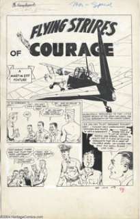 Bob Powell - Speed Comics #31 Complete 5-page Story "Flying Stripes of Courage" Original Art (Harvey, - | Heritage