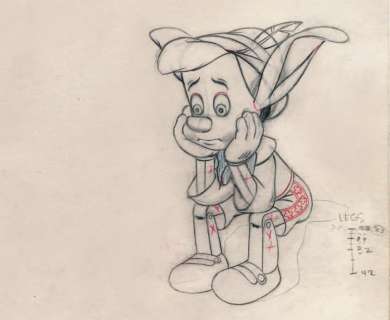 Pinocchio Studio Walt Disney, 1940. Dessin d’animation original de Pinocchio | Rossini