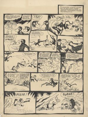 Henryk Jerzy Chmielewski (Papcio Chmiel) | „Tytus, Romek i A’Tomek”, plansza przedksiążeczkowa, na bezludnej wyspie | Galeria Komiksu