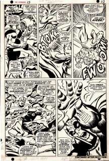 George Tuska John Buscema - Avengers #53 P 18 (Magneto & the Toad Battle Angel, While Goliath & Black Panther Smash Through Wall! in Avengers Mansion!) 1968