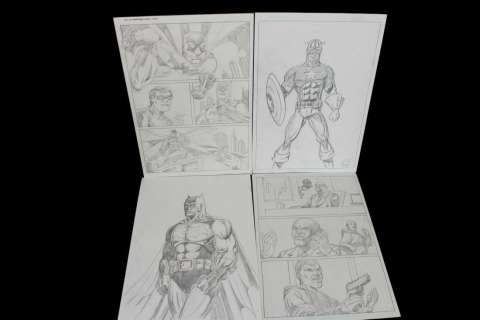 Original comic art drawing Batman 4 Page lot | misc / divers