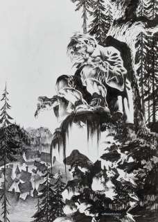   					Lot 37: Bernie Wrightson signed original frontispiece of "Cousin Eerie" for Eerie #61.   				