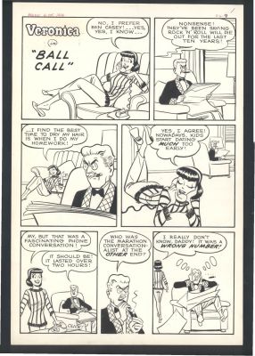 Harry Lucey | Superb Lucey Large Veronica 1 Page Gag - Archie’s Flame in Many Sexy Poses Throughout Issue Archie # 135 Page 9 | Koch Comic Art