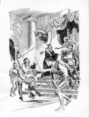 Reed Crandall | Crandall, Reed - Tarzan And the Madman, 1964 Canaveral Book Plate | Cool Lines Art