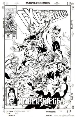 Davis, Alan - Excalibur #65 Cover, Meggan; Kitty Pryde [Shadowcat]; Nightcrawler; Cerise; Kylun; Micromax; Warpies