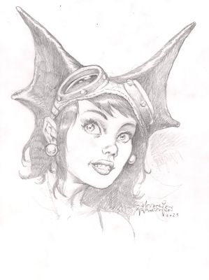 Steve Mannion | Goggle Girl Pencil Sketch - Signed | Anthony’s Comic Book Art