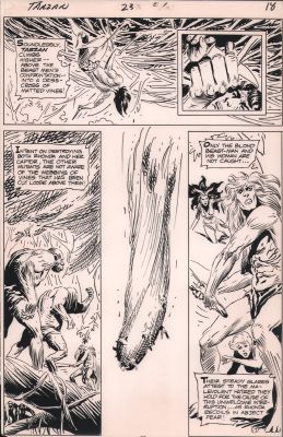 Vintage Stats And Production Art | Tarzan #23 P.17 - Tarzan Sets Trap For Mutants - Vintage Joe Kubert Stat - 1974 | Anthony’s Comic Book Art