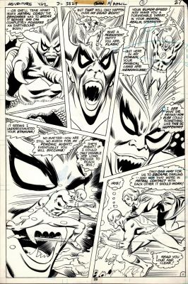 Don Heck Joe Giella | Adventure Comics #462 P 11 (Awesome Flash All Out Battle Page with Giant Beast!) 1978 | Romitaman