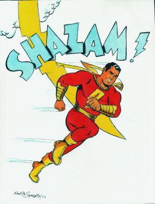 Emilio Squeglio | Shazam Penciled, Inked, & Hand Color Pinup By Golden Age Captain Marvel Artist! | Romitaman