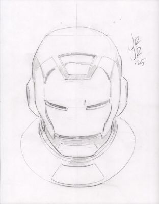 John Romita Jr. | Iron Man Pencil Head Sketch - Signed | Anthony’s Comic Book Art