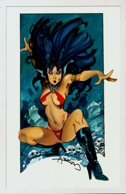 Alfonso Azpiri | Vampirella Sexy Partially Nude Painting | Romitaman