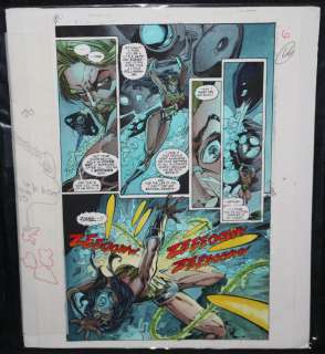 Eric Battle, John Kalisz, Prentis Rollins - Jla 80-Page Giant #1 P.6 Color Guide Art - Wonder Woman And Aquaman Underwater Action - 1998