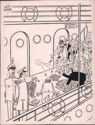 Jeff Keate | Shooting Dice on a Cruise Ship Gag Art - Signed | Anthony’s Comic Book Art