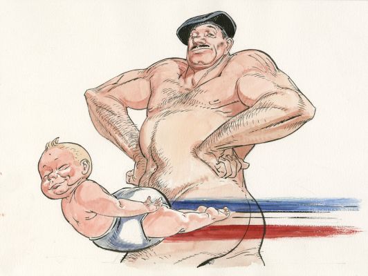 François Boucq | Super du pont - Les héros de BD se mettent à nu | Huberty Breyne Gallery