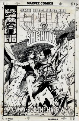 Richard Bennett | Hulk Vs She-Hulk #1 Cover (Incredible Battle Cover with Our 2 Heroes in Great Poses!) 1992 | Romitaman