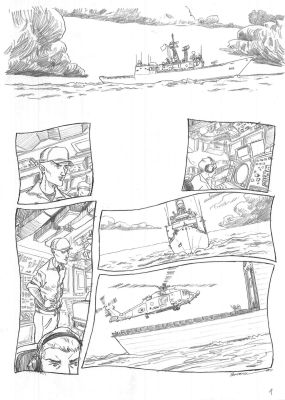 Pontarolo Frédéric | Planche Originale 1 de Impact au crayon sur papier | Galerie Napoléon