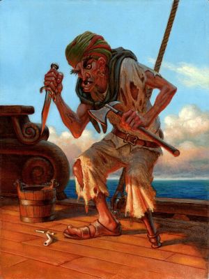 Don Maitz | Guardians Collectible Fantasy Card Painting #47 ’Peg Leg - Yard Rat’ Card (1995) | Romitaman