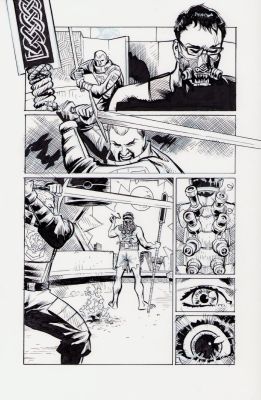 Karl Moline | Sword Fight Splash Page - Ink Commission | Anthony’s Comic Book Art