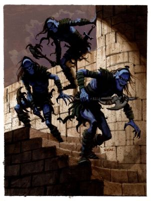 Den Beauvais | 3 Demon Ghouls - Guardians Collectible Fantasy Card Painting (1990S) | Romitaman