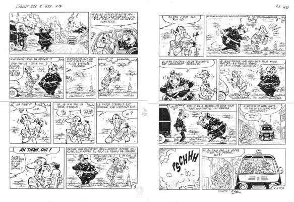KOX Daniel - Gag original 432 en deux planches - L‘AGENT 212 par KOX
