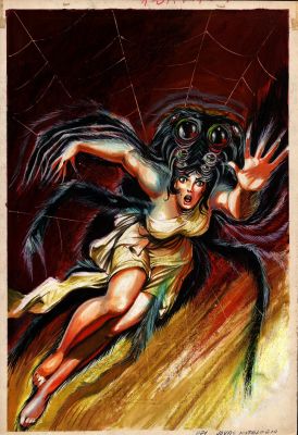 Unknown a Artist | Joyas de La Mitologia #221 Spider Horror Cover Painting (1973) | Romitaman