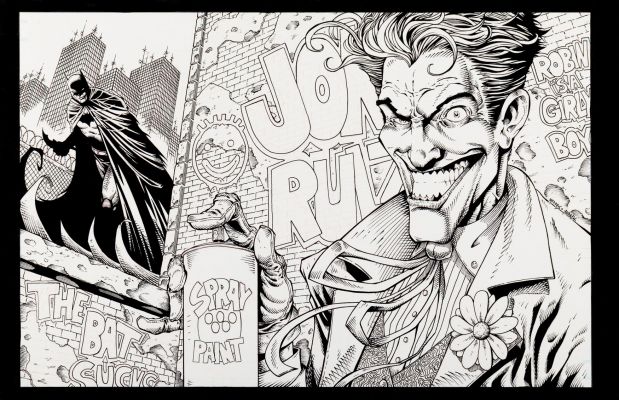 Josh Medors | Batman-Joker All Drawn Detailed Pinup | Romitaman