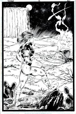 Bill Marimon, Don Hillsman | Damage #12 Last Page Full Splash (Damage Looks At a Downed Space Ship in a Field!) 1994 | Romitaman