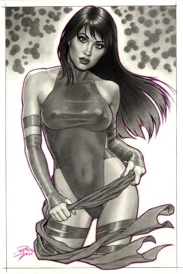 Peter Vale | Psylocke Detailed Mixed Media Pinup | Romitaman