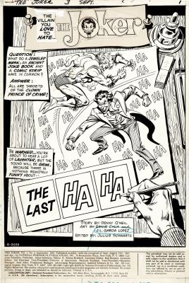 Ernie Chan, Jose Luis Garcia Lopez - The Joker #3 P 1 Splash (Great Garcia-Lopez Inks! the Joker & the Creeper Both Laugh As They Battle Each Other!) 1975
