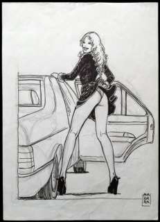 Manara, Milo - Dessin original signé "Donne e Motori" | Catawiki