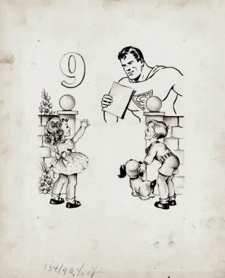 Fred Ray Joe Shuster Studio | 1940 Superman Published Greeting Card Pinup #9 Art | Romitaman