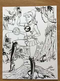 Meynet, Félix - Dessin original - Spirou et Fantasio - Seccotine - hommage Ã  Franquin (2015) | Catawiki