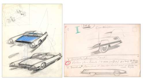 Franquin | Spirou et Fantasio, ensemble de 2 études Ã  la mi… | Banque Dessinée