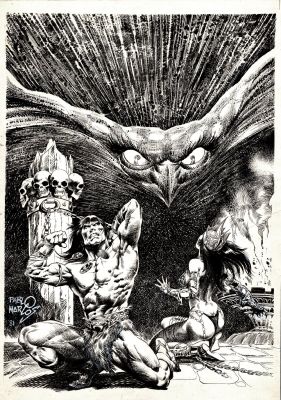 Pablo Marcos | Savage Sword of Conan #68 Splash (Conan & Bikini Babe Battle an Otherworldly Creature!) 1981 | Romitaman