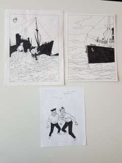 Rodier, Yves - Archibald Haddock - Tintin - 3 Dessin(s) original - 2002 | Catawiki